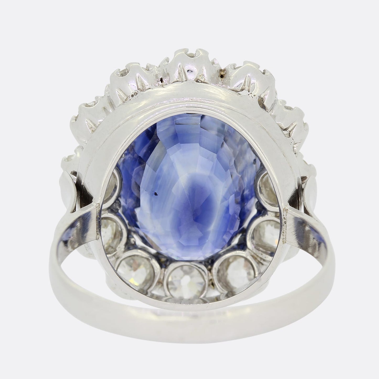 11.03 Carat Unheated Ceylon Sapphire and Diamond Cluster Ring