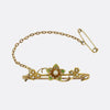 Edwardian Demantoid Garnet and Pearl Flower Brooch