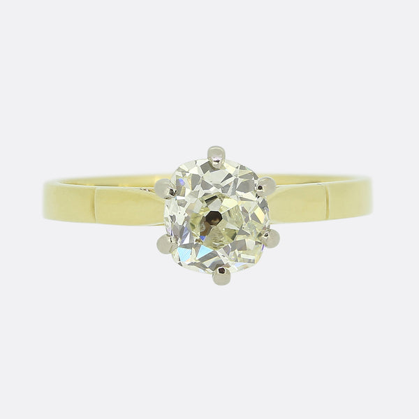Vintage 1.30 Carat Old Cut Diamond Solitaire Engagement Ring