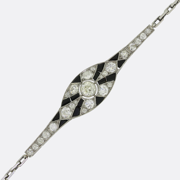 Art Deco Diamond and Onyx Bracelet