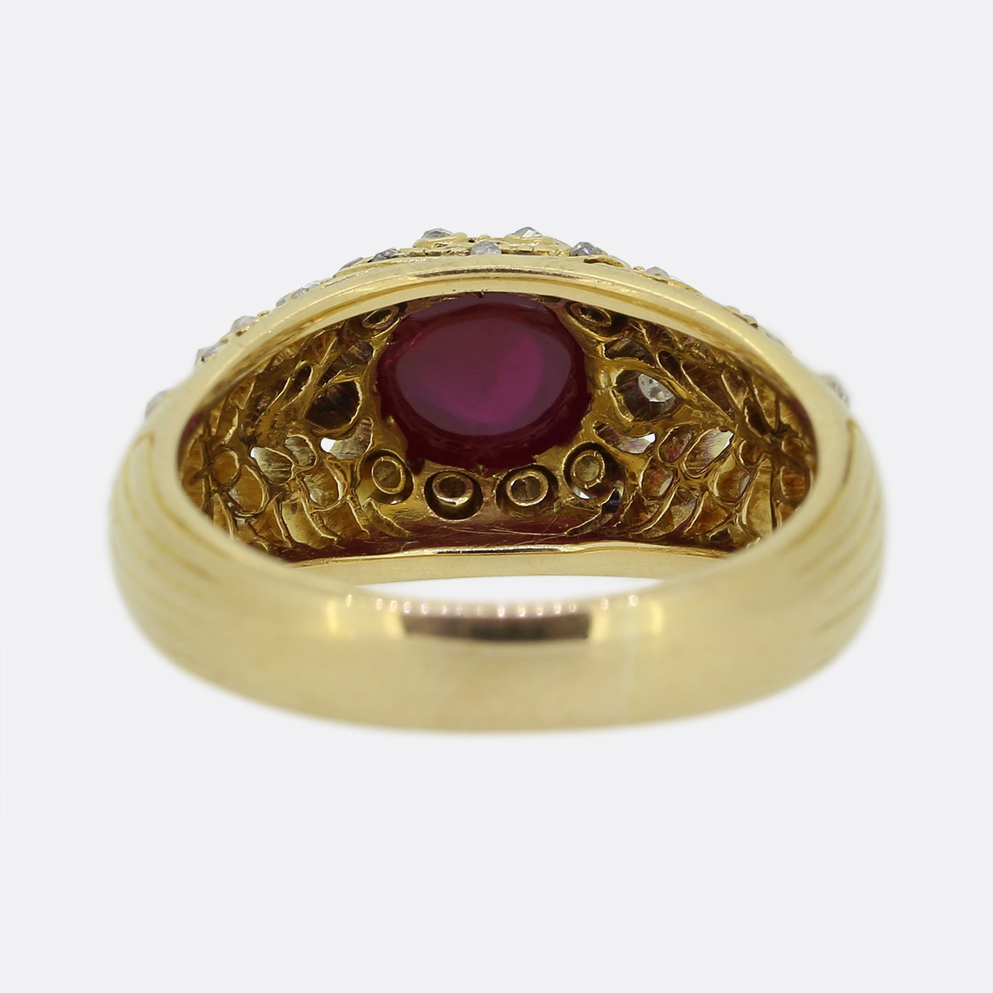 Antique Sugarloaf Ruby and Diamond Ring