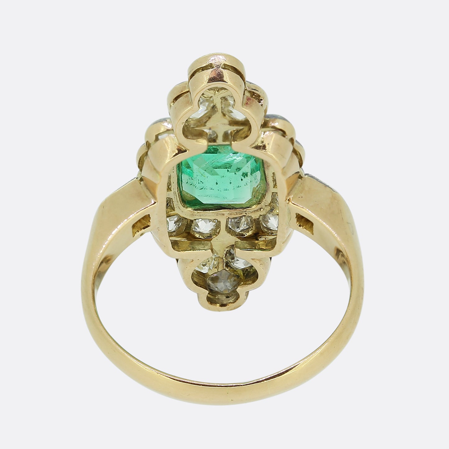 Victorian Emerald and Diamond Navette Ring