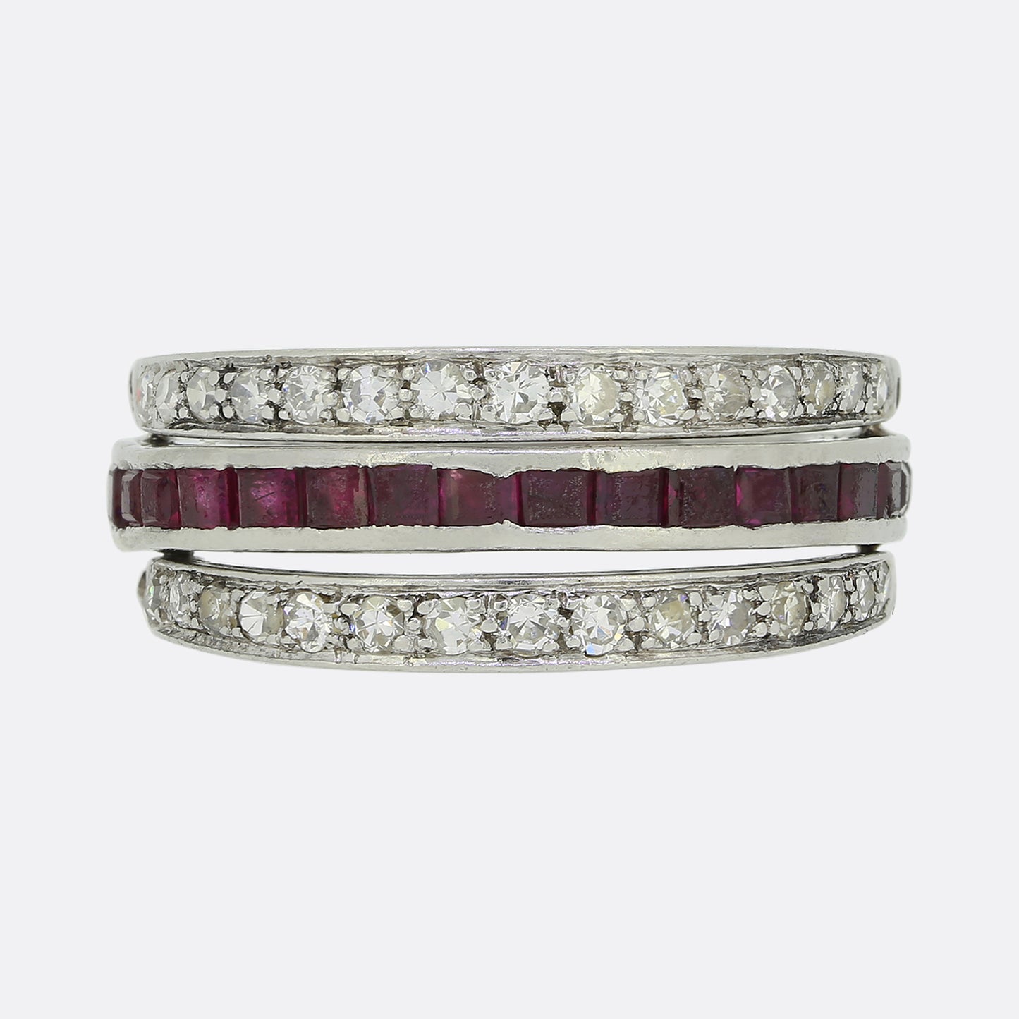 Art Deco Sapphire Ruby and Diamond Day and Night Flip Ring