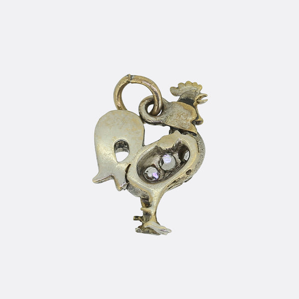 Antique Diamond Rooster Novelty Charm Pendant