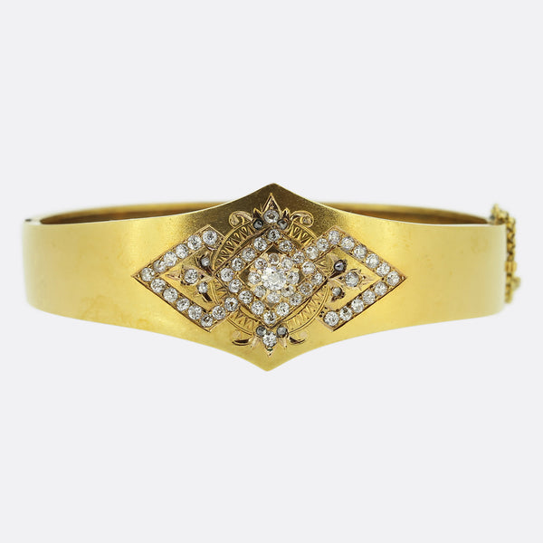 Victorian 1.75 Carat Old Cut Diamond Bangle