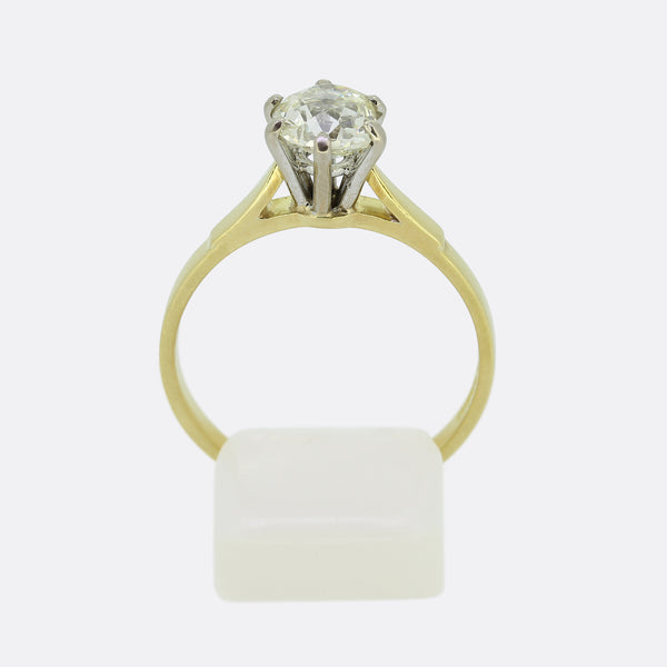 Vintage 1.30 Carat Old Cut Diamond Solitaire Engagement Ring