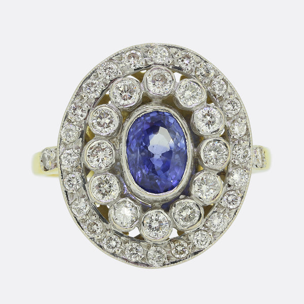 Vintage Sapphire and Diamond Cluster Ring