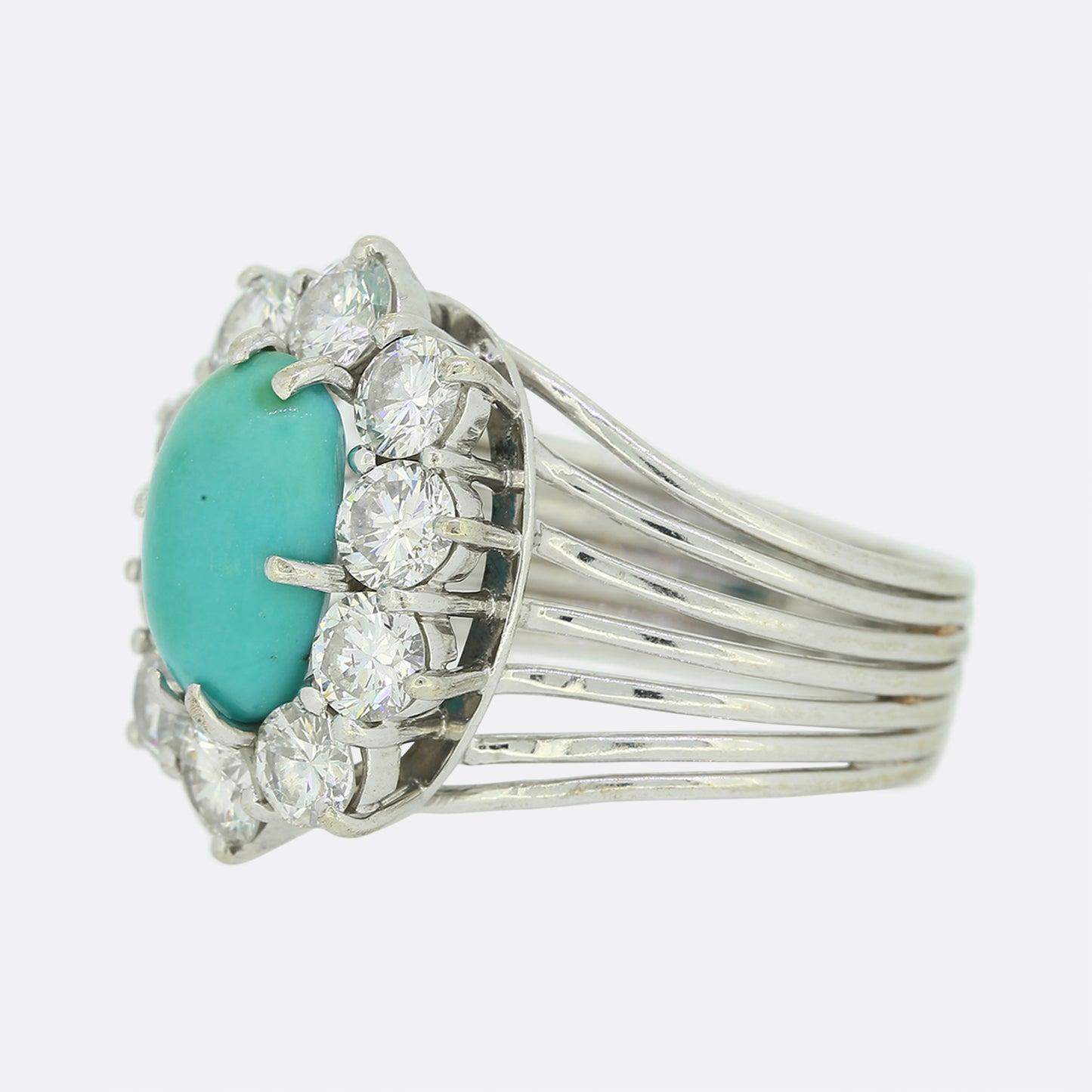 Vintage Turquoise and Diamond Cluster Ring
