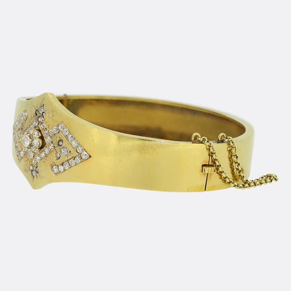 Victorian 1.75 Carat Old Cut Diamond Bangle
