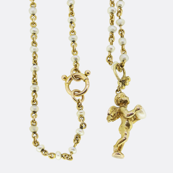 Giuliano Pearl Cherub Pendant Necklace