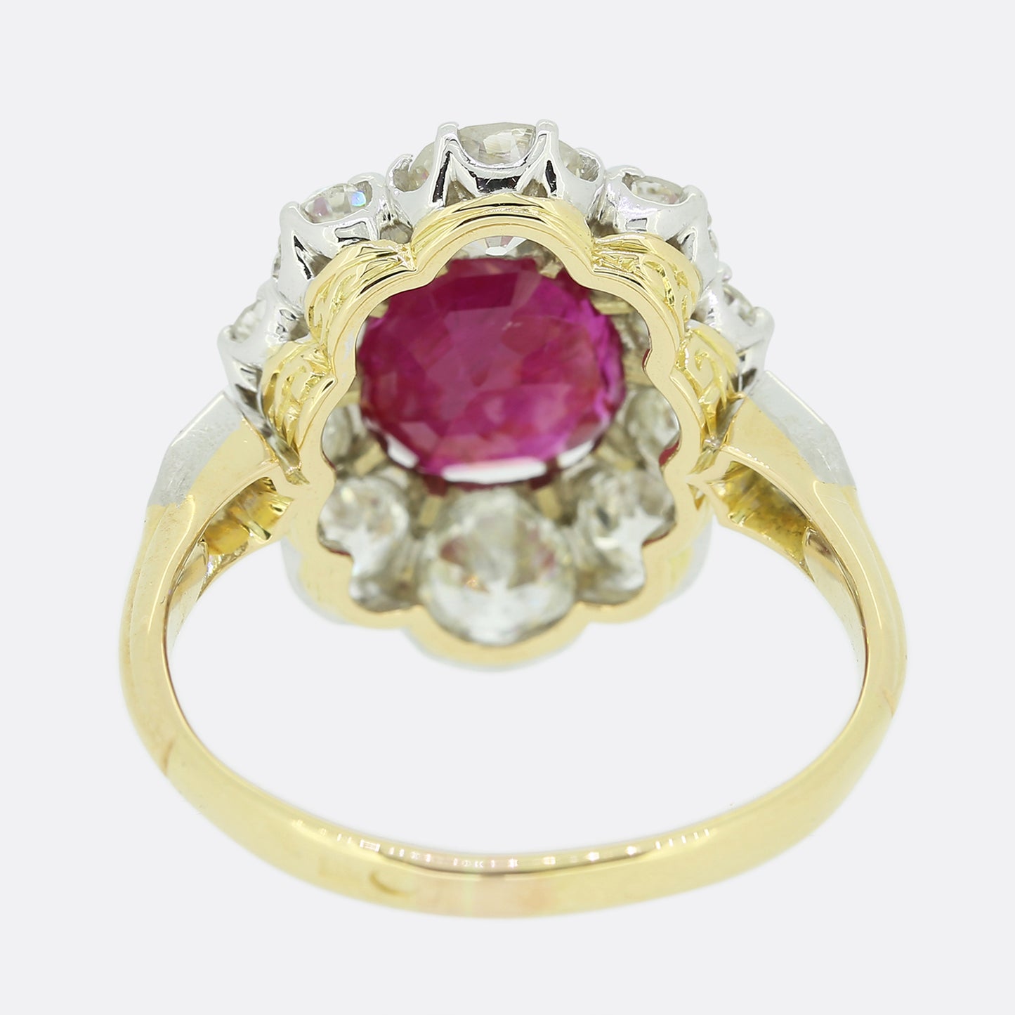 Victorian 3.02 Carat Burmese Ruby and Old Cut Diamond Cluster Ring