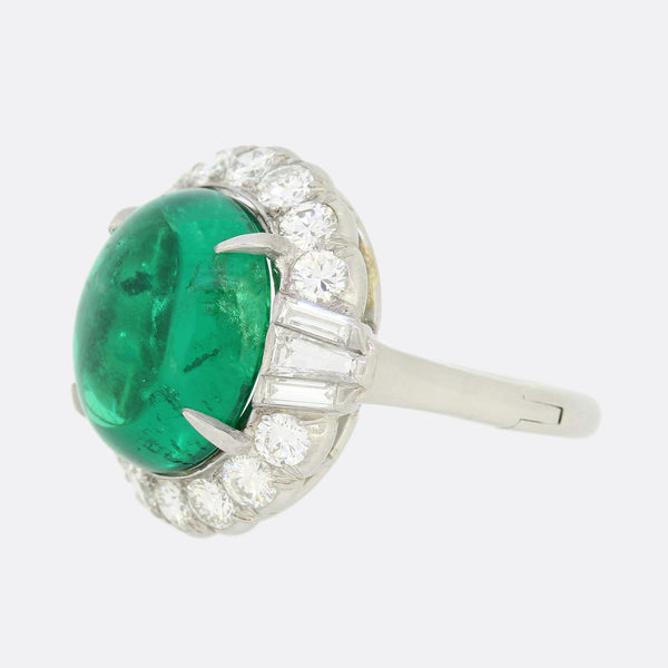 Natural 8.40 Carat Columbian Emerald and Diamond Ring