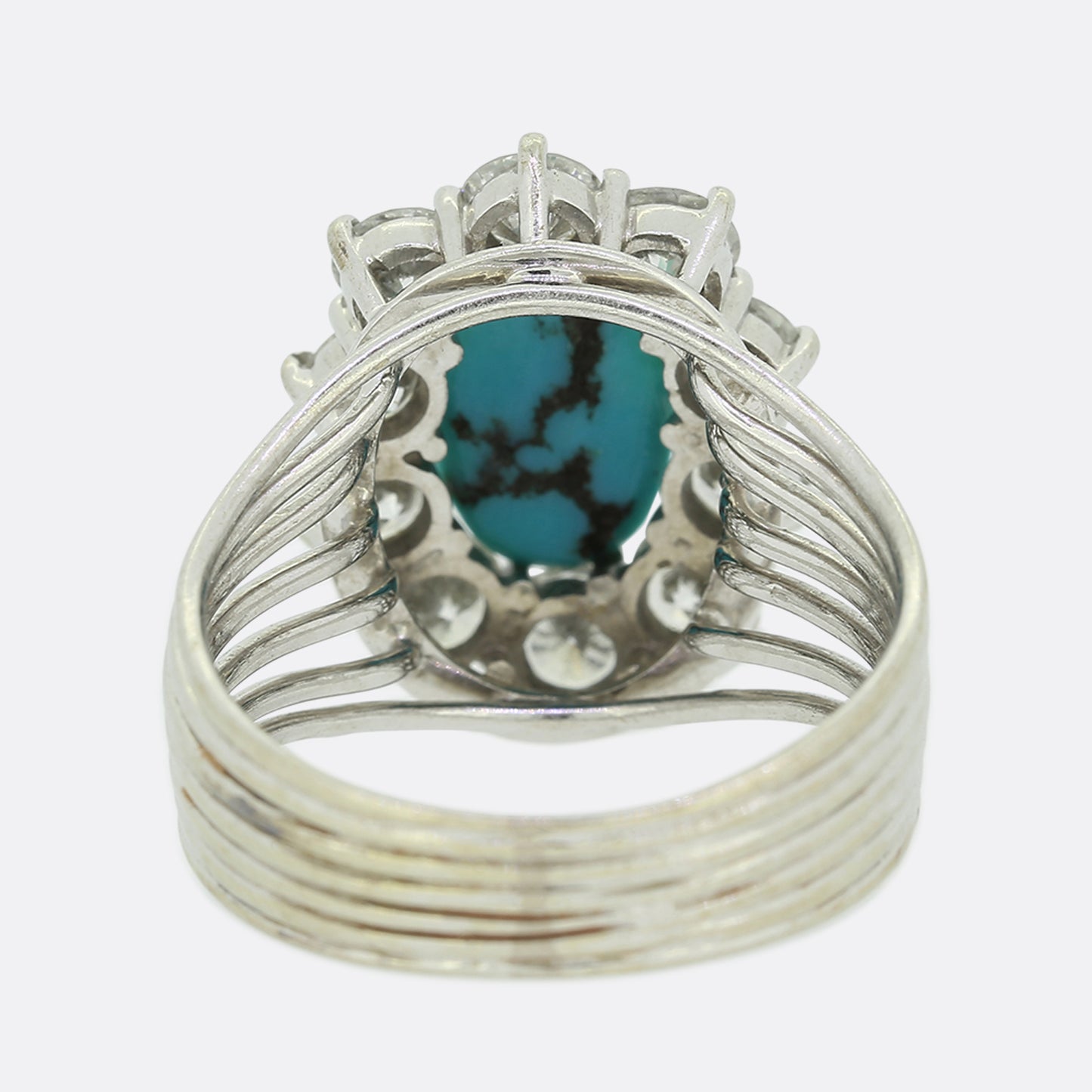 Vintage Turquoise and Diamond Cluster Ring