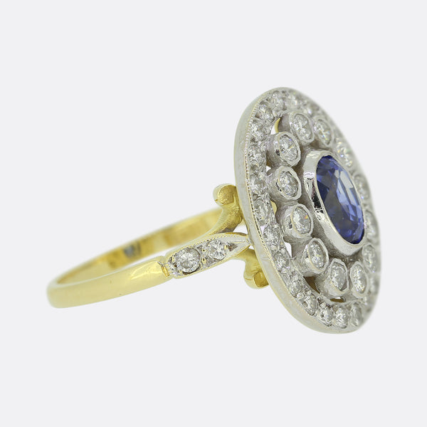 Vintage Sapphire and Diamond Cluster Ring