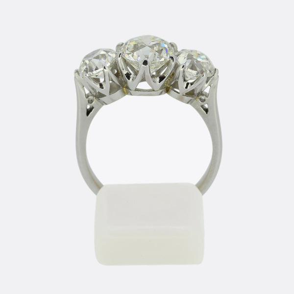 Vintage 3.52 Carat Three-Stone Diamond Ring