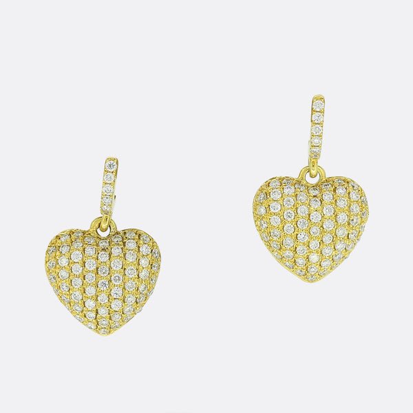 0.50 Carat Diamond Heart Drop Earrings