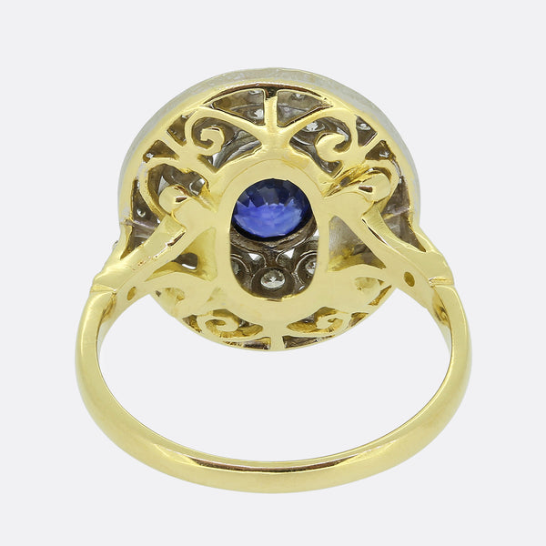 Vintage Sapphire and Diamond Cluster Ring
