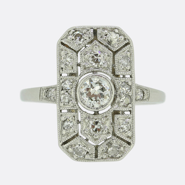 Art Deco Diamond Plaque Ring