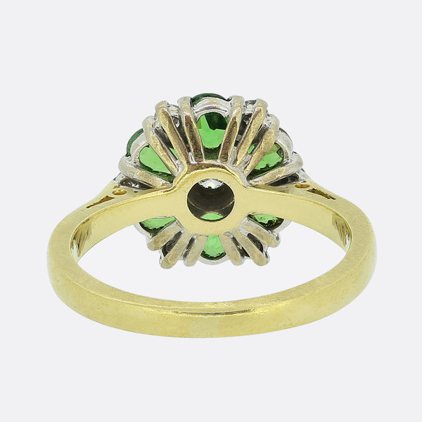 Vintage Tsavorite Garnet and Diamond Cluster Ring