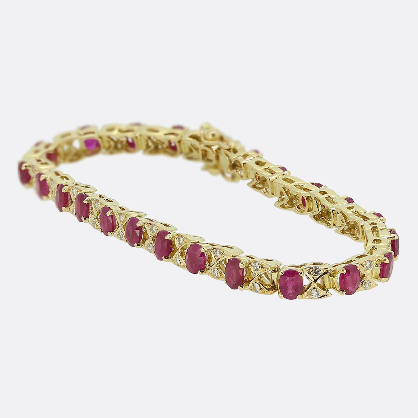 Ruby and Diamond Line Bracelet