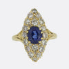 Edwardian Sapphire and Diamond Navette Ring