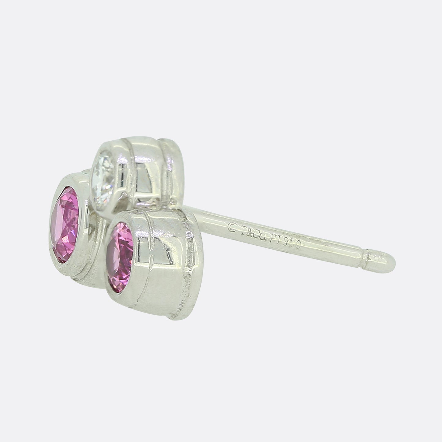 Tiffany & Co. Pink Sapphire and Diamond Single Stud Earring