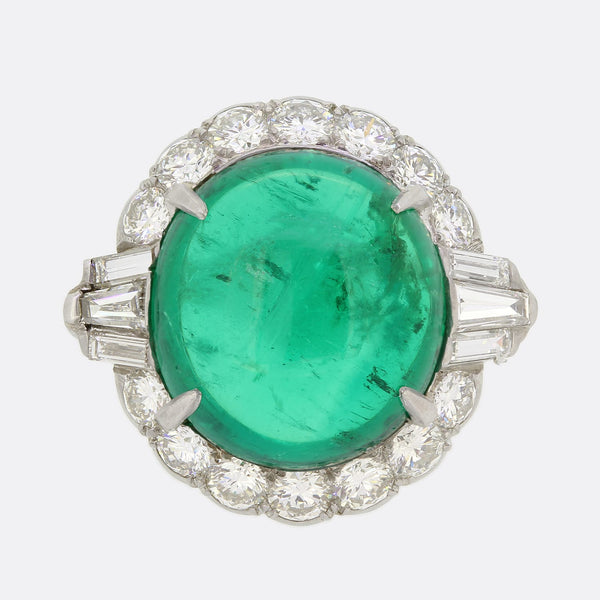 Natural 8.40 Carat Columbian Emerald and Diamond Ring