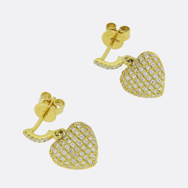0.50 Carat Diamond Heart Drop Earrings