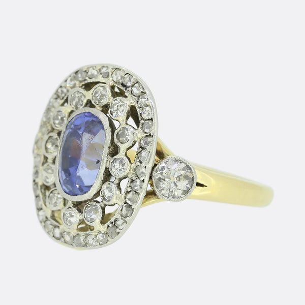 Vintage Sapphire and Diamond Cluster Ring