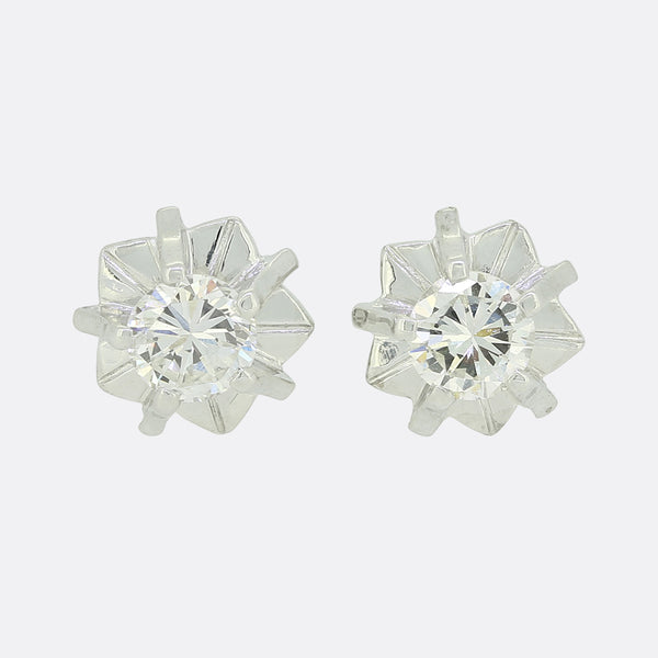 0.40 Carats Diamond Screw Back Stud Earrings