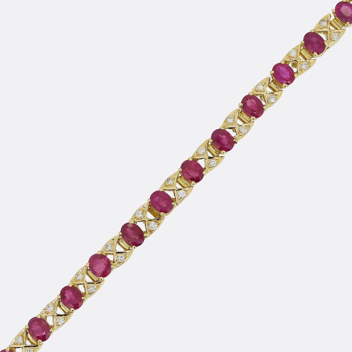 Ruby and Diamond Line Bracelet