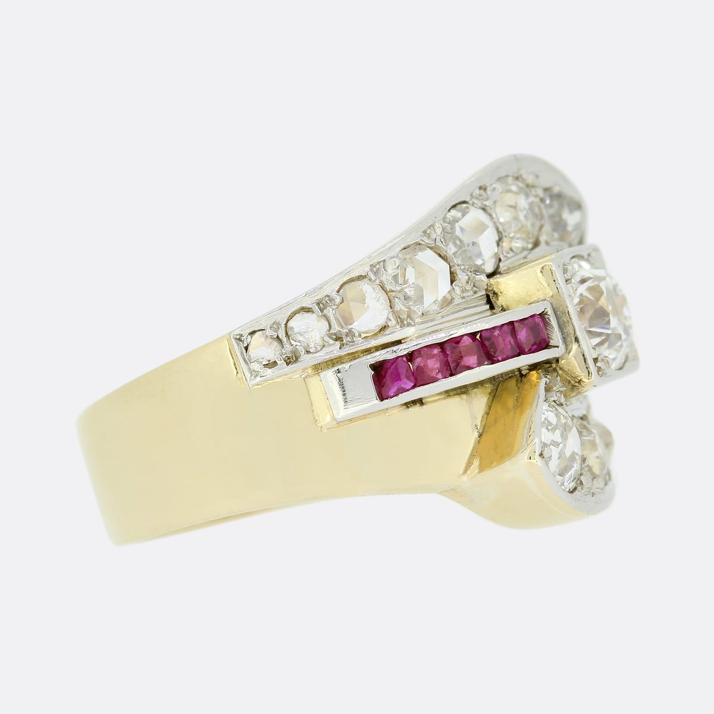 Retro 1940s 1.30 Carat Diamond Crossover Ring