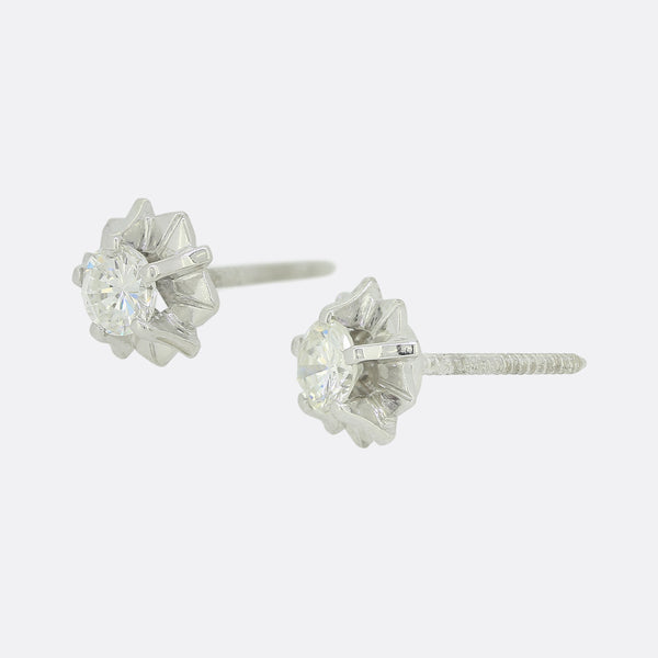 0.40 Carats Diamond Screw Back Stud Earrings