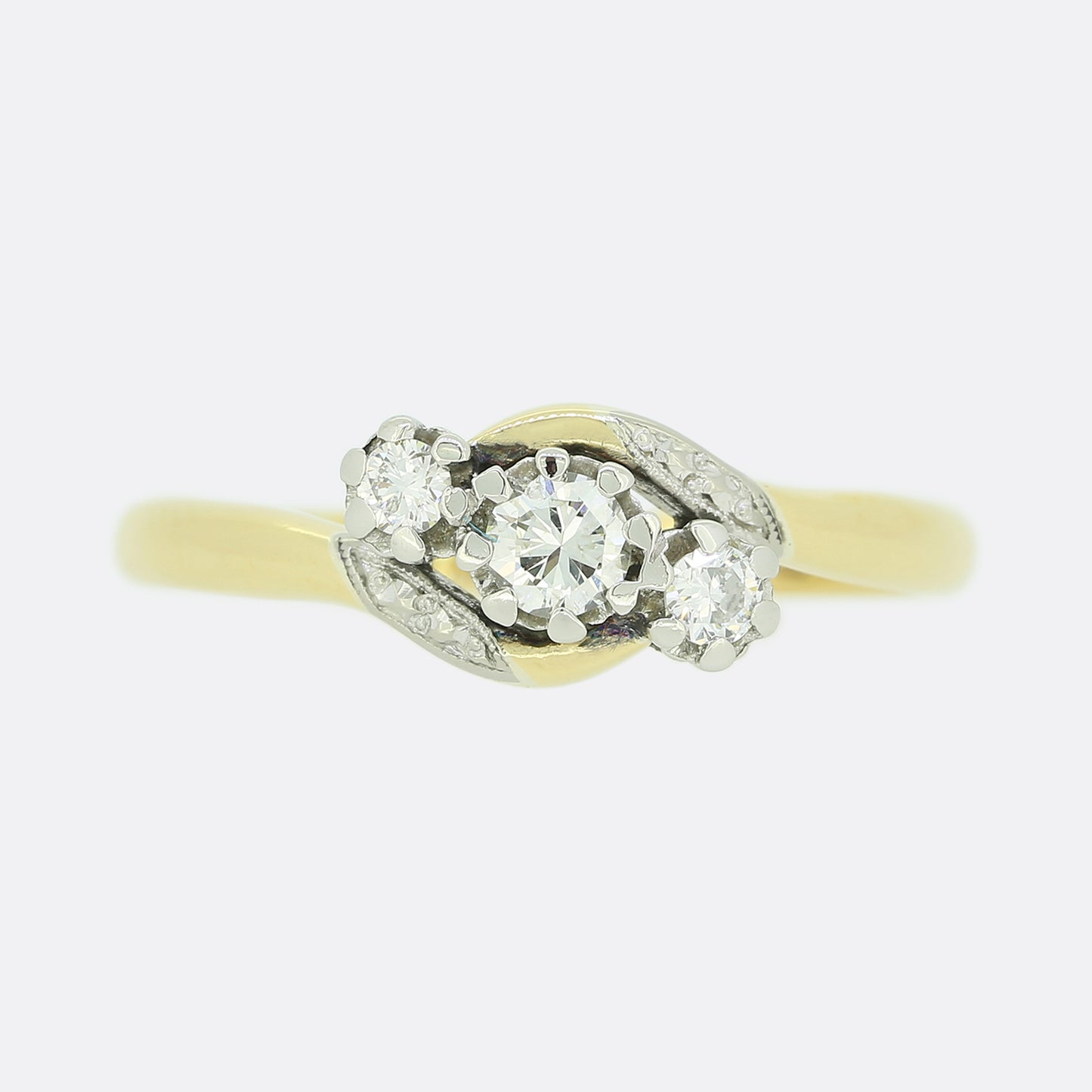 Vintage Three Stone 0.25 Carat Diamond Twist Ring