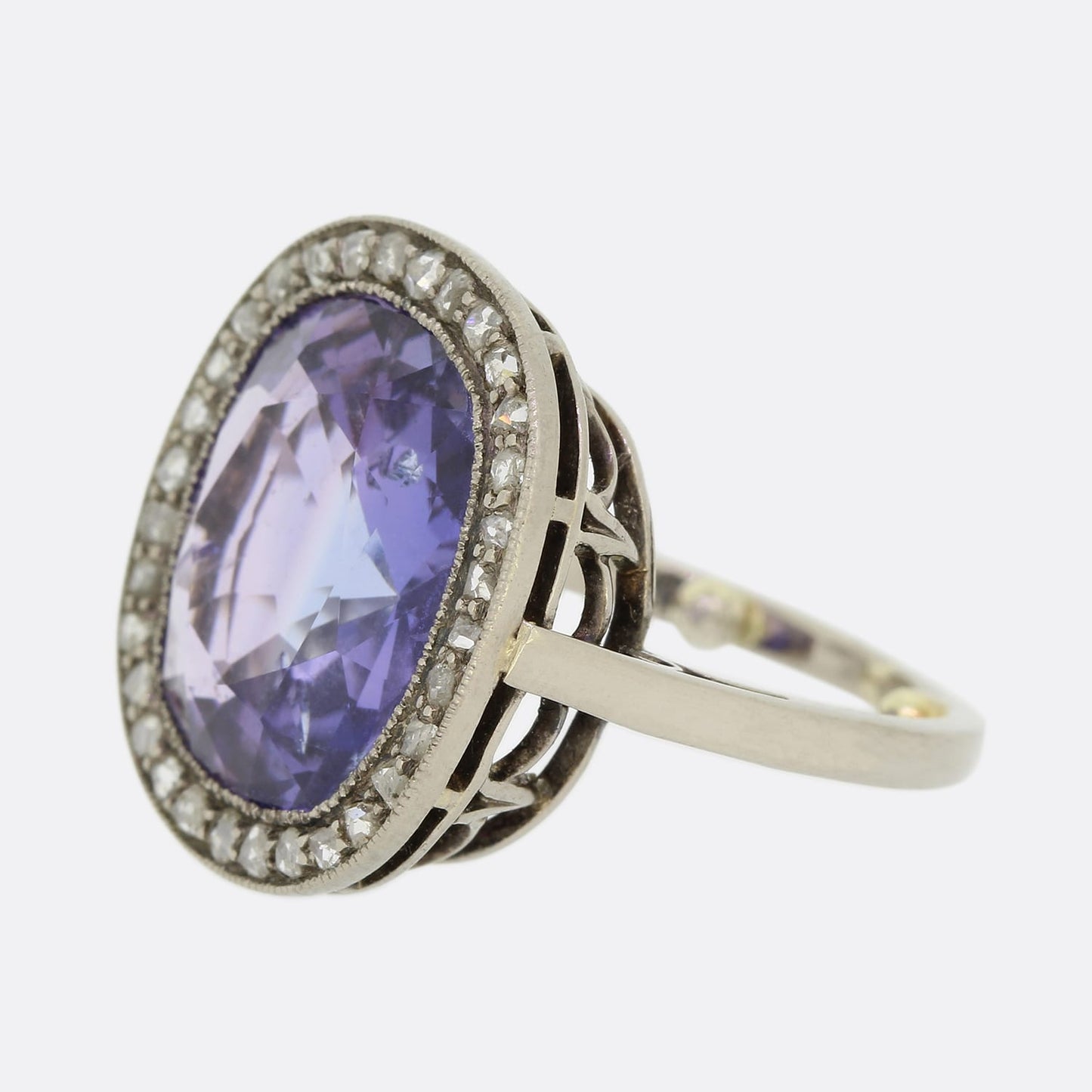 Unheated 8.80 Carat Ceylon Colour Change Sapphire and Diamond Ring