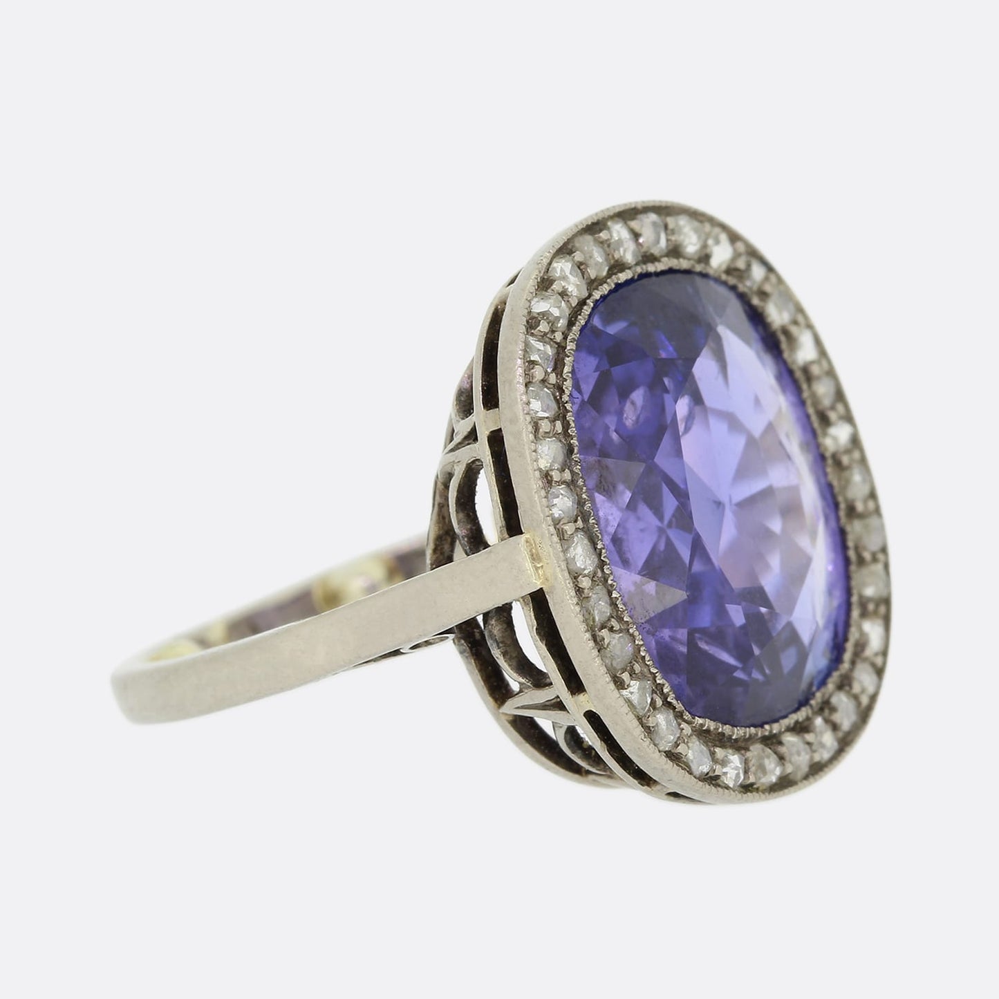 Unheated 8.80 Carat Ceylon Colour Change Sapphire and Diamond Ring