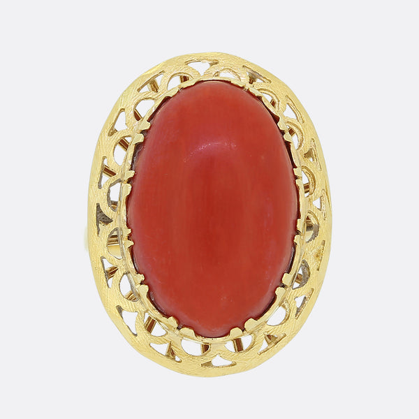 Vintage Large Coral Cocktail Ring