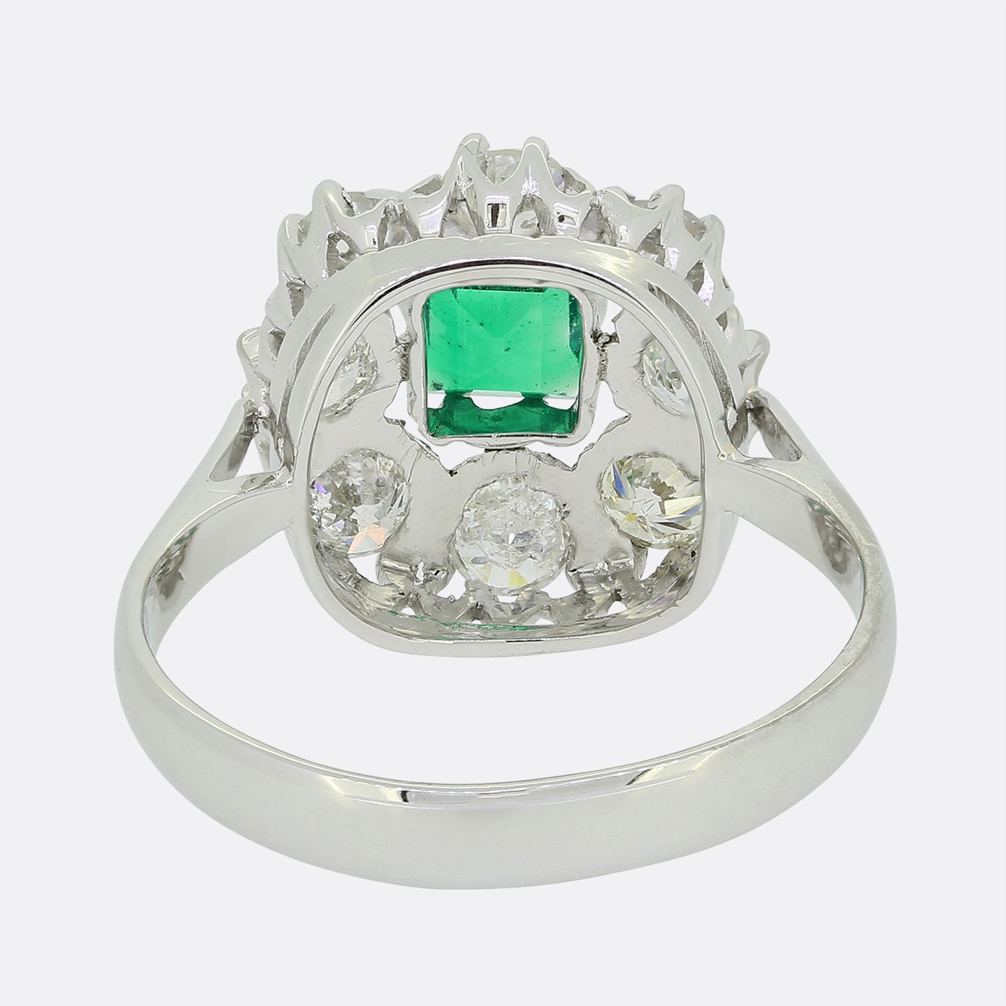 Emerald and Diamond Cluster Ring