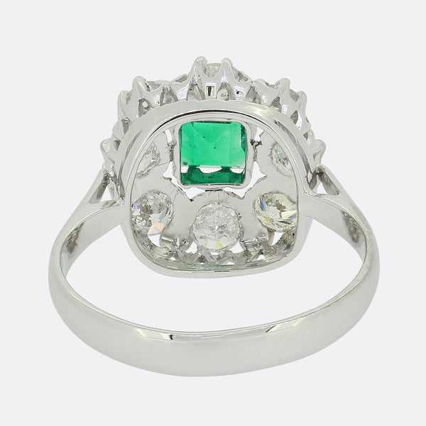 Emerald and Diamond Cluster Ring