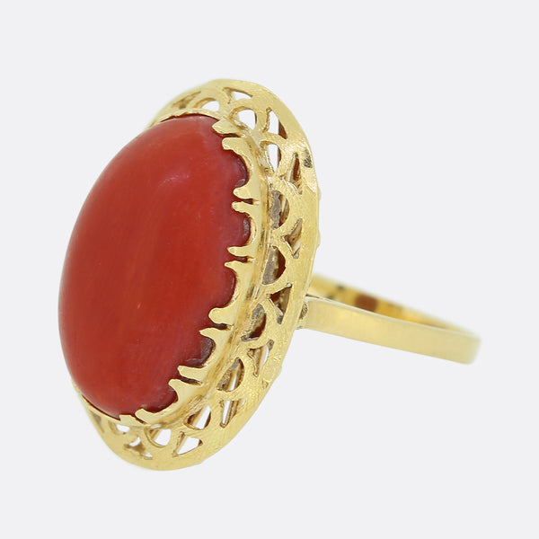 Vintage Large Coral Cocktail Ring