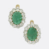 Antique Cabochon Emerald and Diamond Earrings