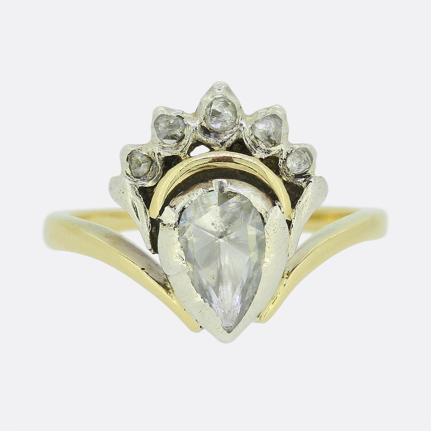 Vintage Rose Cut Diamond Crown Ring