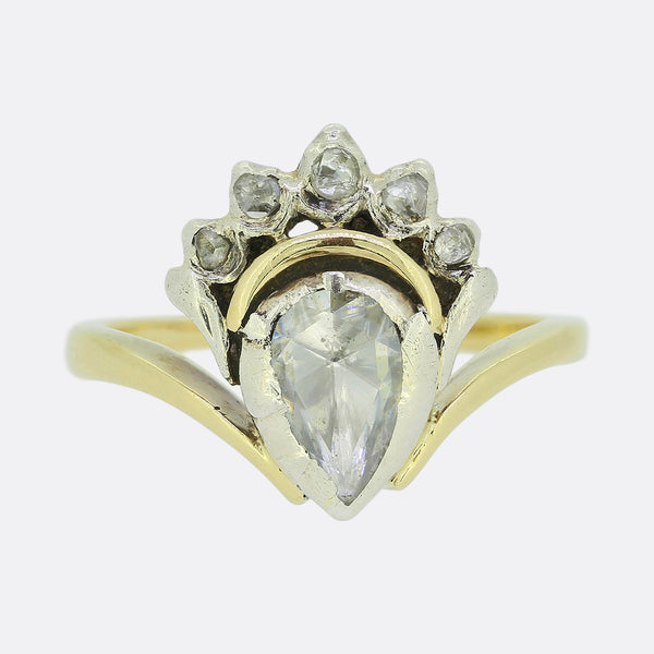 Vintage Rose Cut Diamond Crown Ring