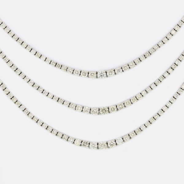 7.95 Carat Diamond Triple Layered Tennis Necklace