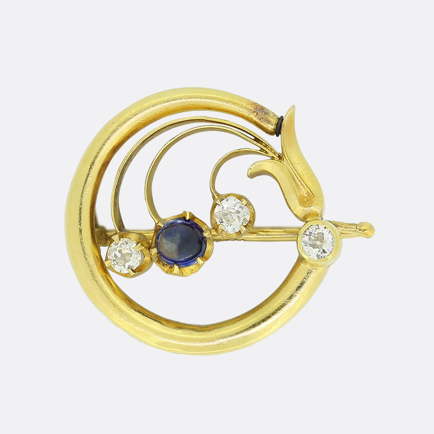 Antique Faberge Sapphire and Diamond Brooch