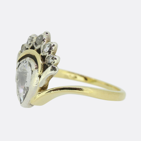 Vintage Rose Cut Diamond Crown Ring