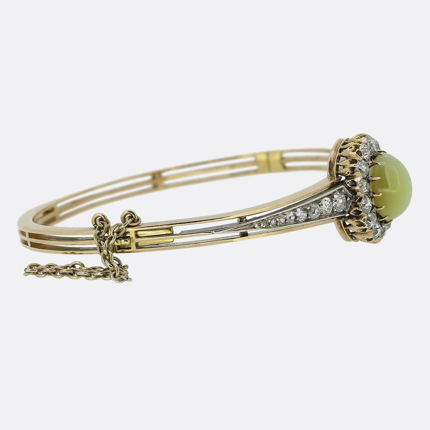 Victorian Cats Eye Chrysoberyl and Old Cut Diamond Bangle