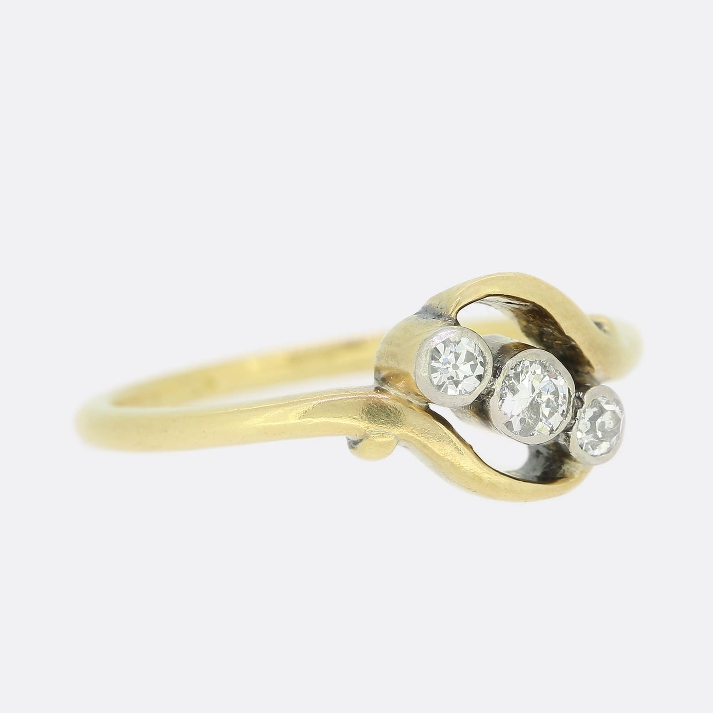 Antique Three Stone Diamond Twist Ring