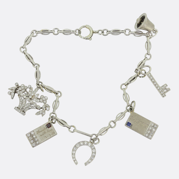Art Deco Diamond Charm Bracelet