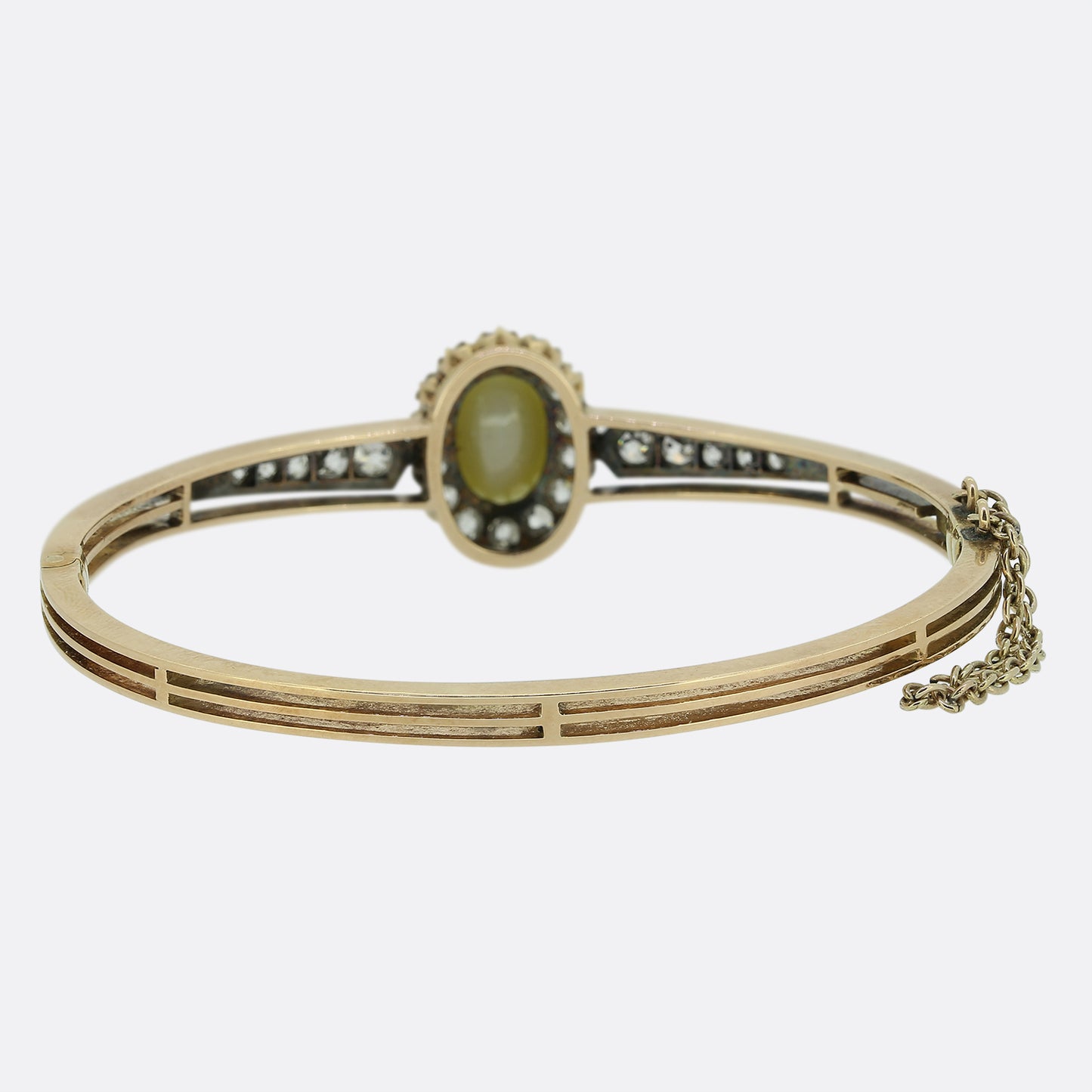 Victorian Cats Eye Chrysoberyl and Old Cut Diamond Bangle